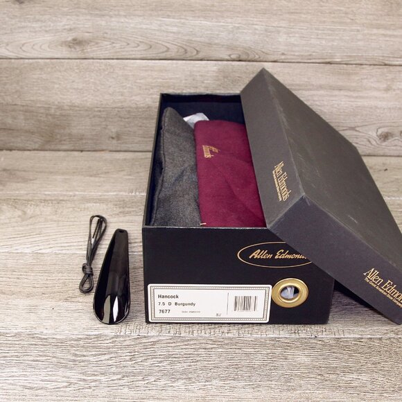 * NIB * $530 Allen Edmonds HANCOCK Independence 7.5 D Burgundy * add $15 Trees - Picture 10 of 13